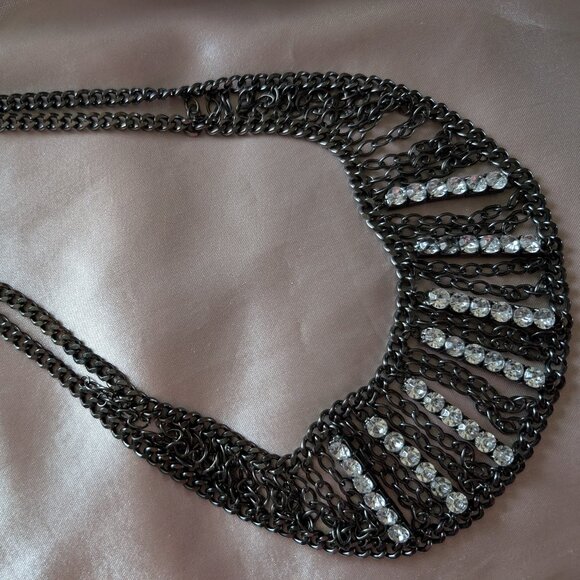 Statement Chain link black/Charcoal necklace - Picture 2 of 7